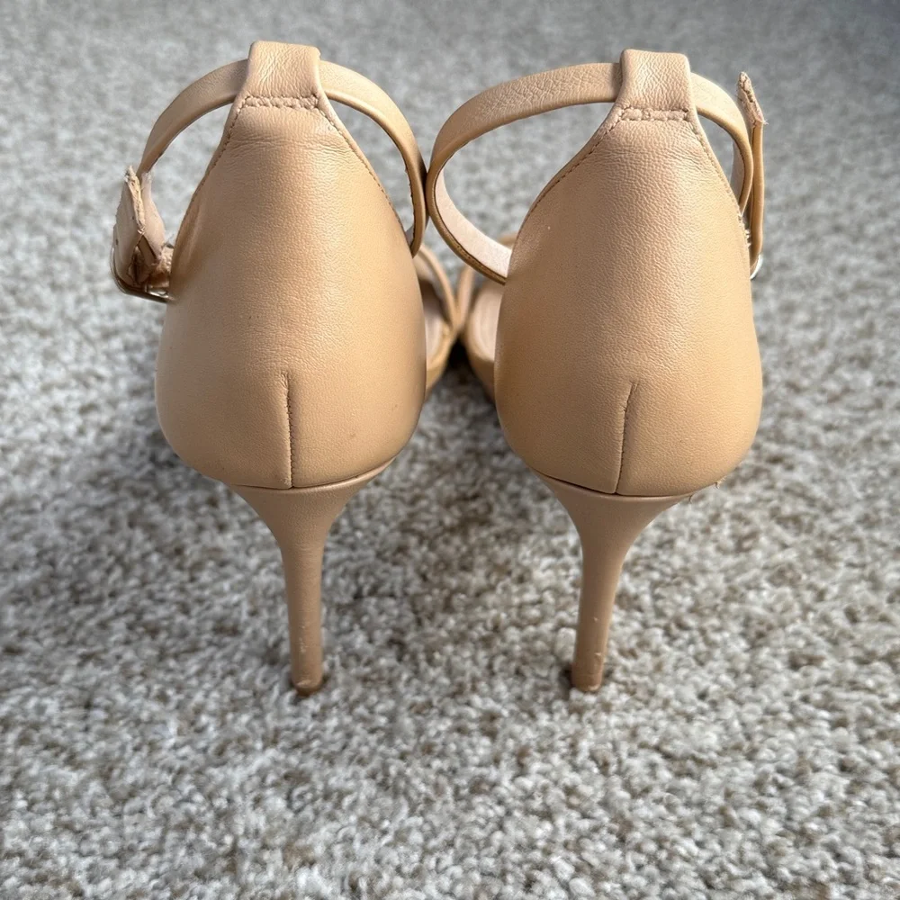 Nude Stiletto Heels Size 8.5 Open Toe Ankle Strap Essex Lane Womens